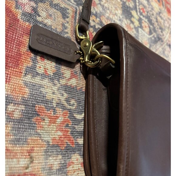 Vintage Coach Brown Leather Turnlock Flap Crossbody Bag USA Hangtag 9655 - Picture 6 of 16